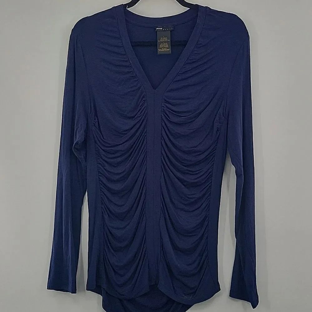 3 For$20 Grace Elements Blue Long sleeve Ruffle Top size L